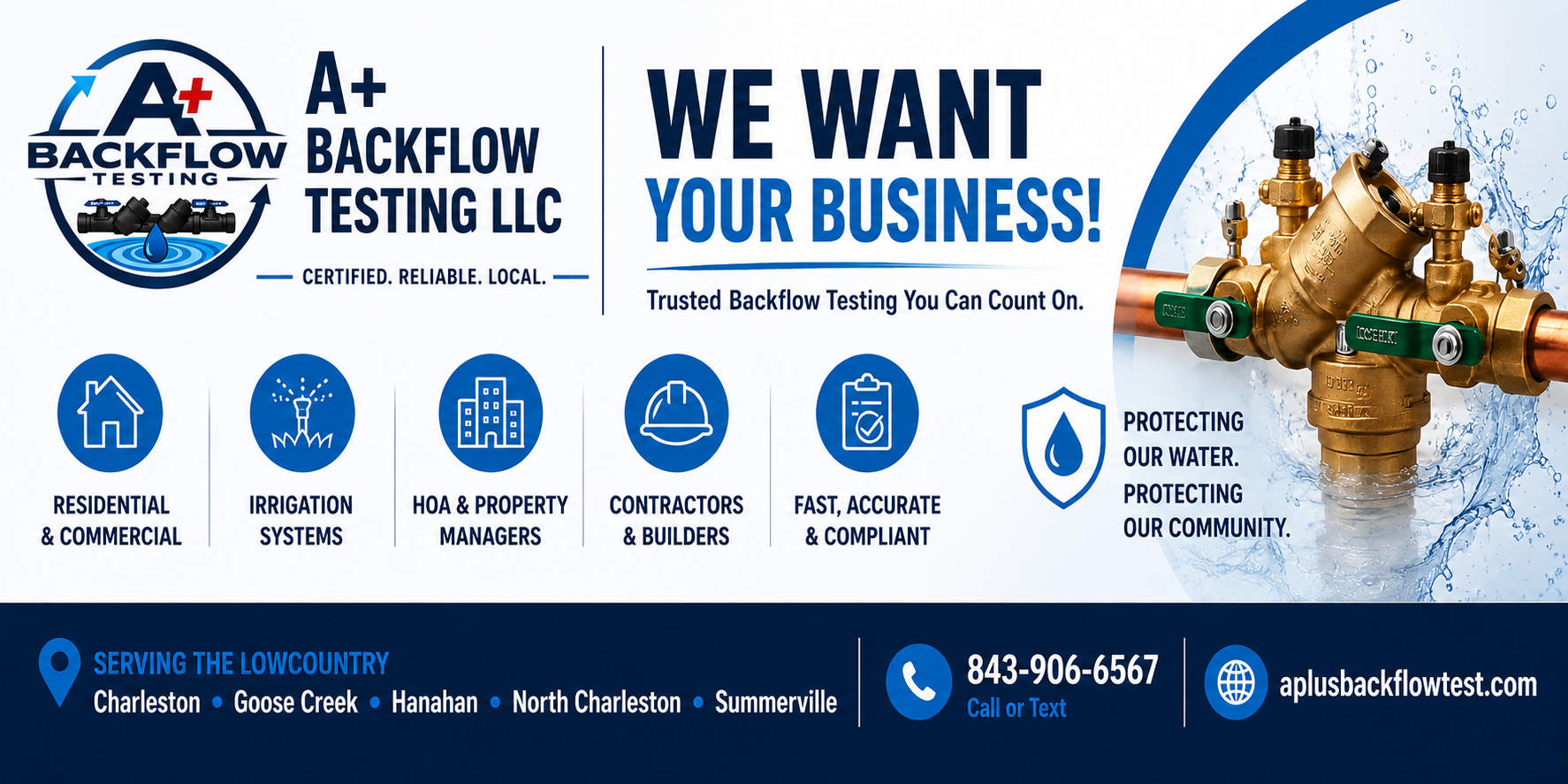 A+ Backflow Testing services for residential, irrigation, HOA, property managers, contractors and builders